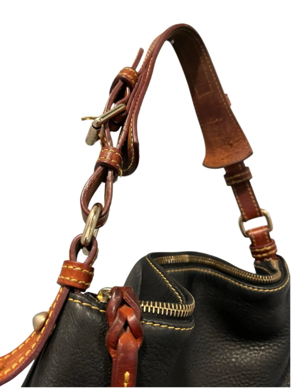 Dooney & Bourke Dillen Black Pebbled Leather Pocket Sac Hobo Shoulder Bag Med